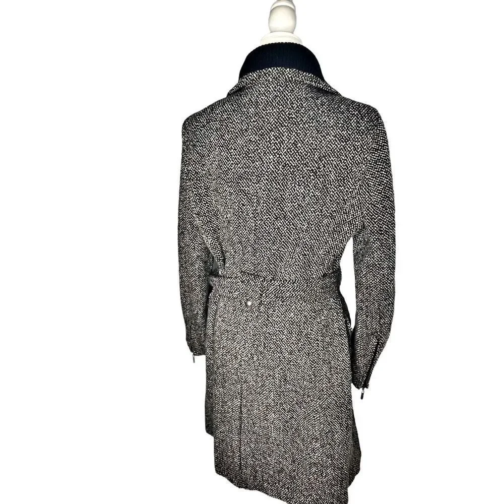 Laundry by Shelli Segal Belted Tweed Trench Coat Jacket 14 - Picture 6 of 10